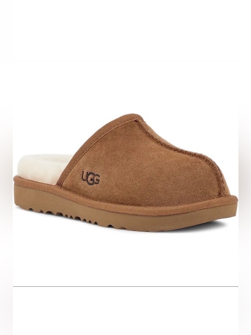 UGG Keegan Chestnut Suede Slide Slippers Shearling Kids Size 12M Cozy Comfort